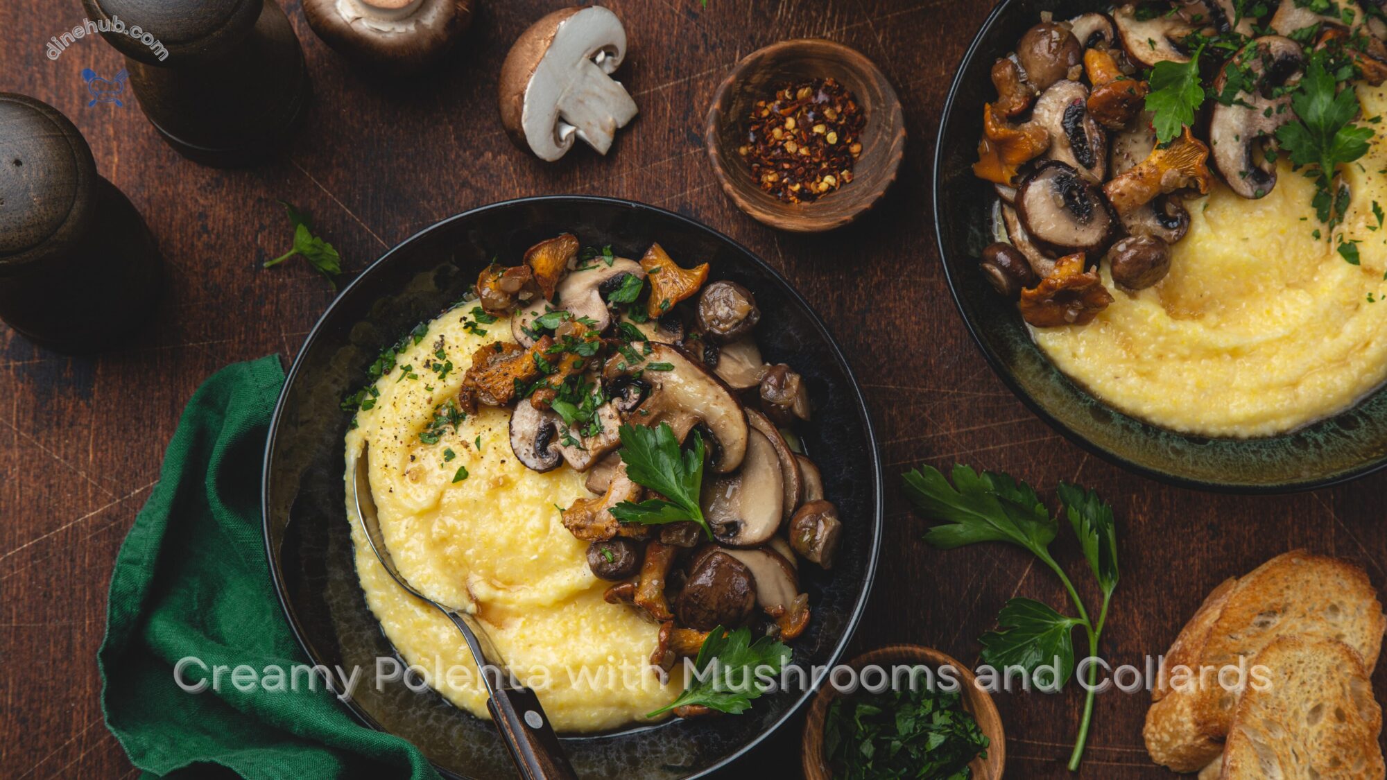 Creamy Polenta with Mushrooms and Collards